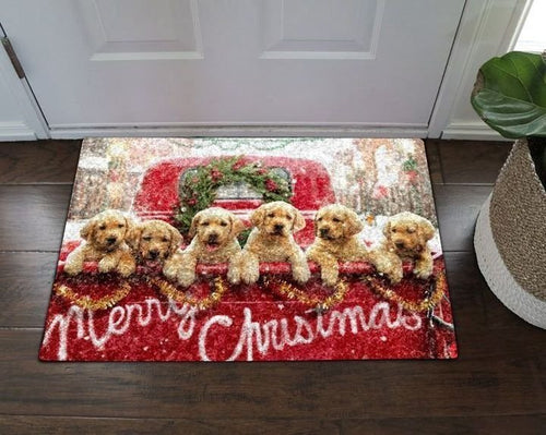 Golden Retriever Puppy Christmas Doormat