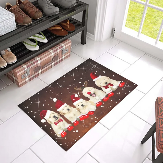 Merry Christmas Golden Retriever Doormat