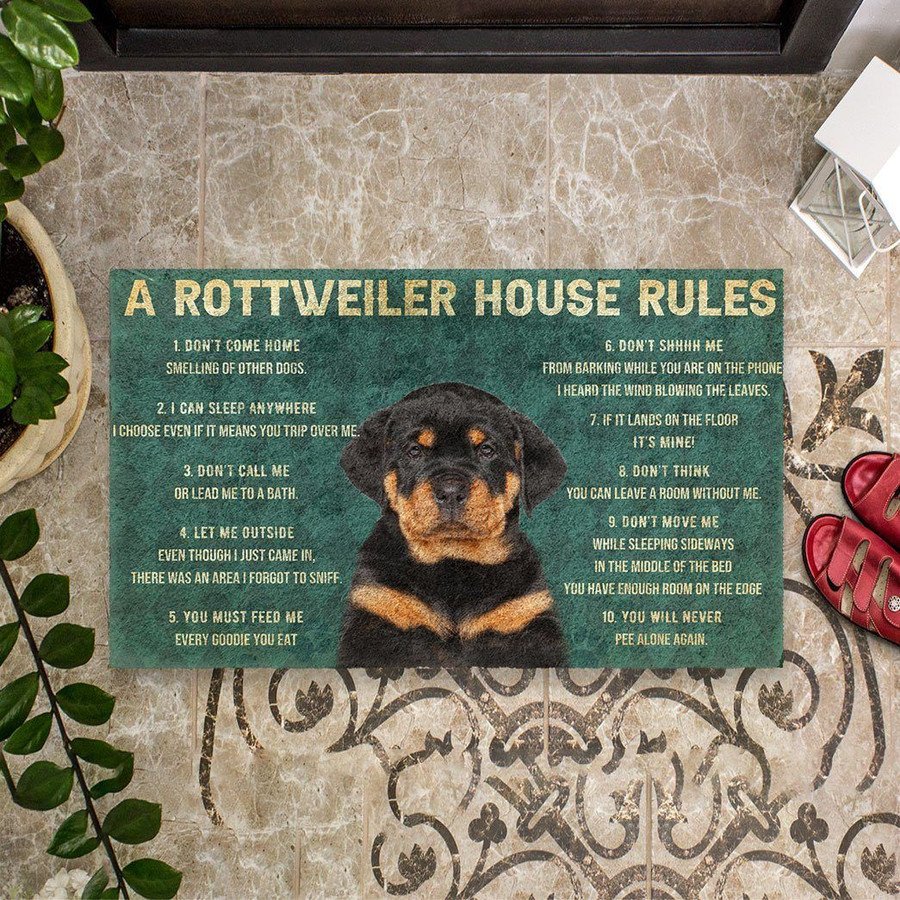 House Rules Rottweiler Dog Doormat
