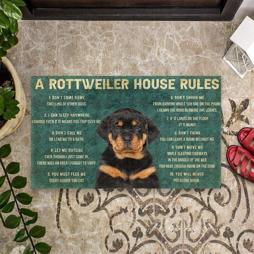 House Rules Rottweiler Dog Doormat