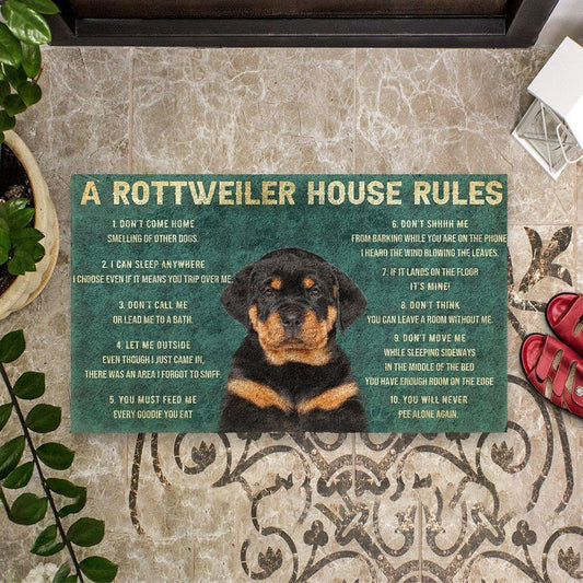 House Rules Rottweiler Dog Doormat