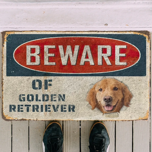 Beware Of Golden Retriever Doormat