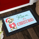 Kiss Me Christmas Dachshund Doormat