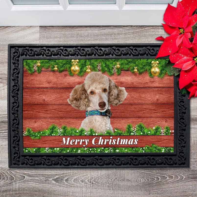 Christmas Barnwood Miniature Poodle Doormat