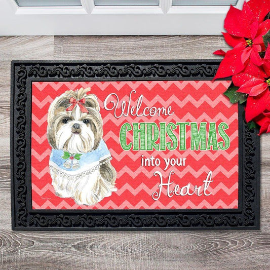 Welcome Christmas Shih Tzu Doormat
