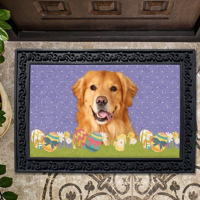 Easter Golden Retriever Doormat