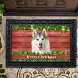 Christmas Barnwood Siberian Husky Doormat