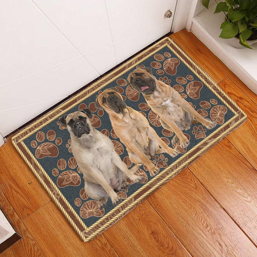 Bullmastiff Flower Paw Dog Doormat