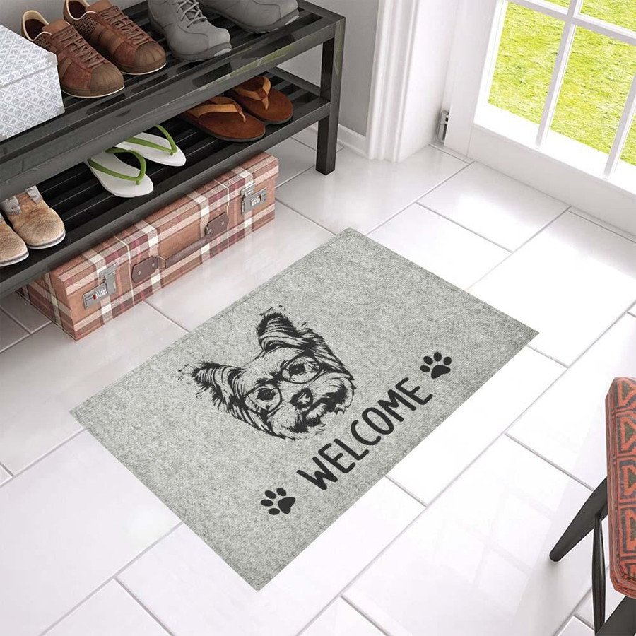 Yorkshire Terrier Welcome Grey Doormat