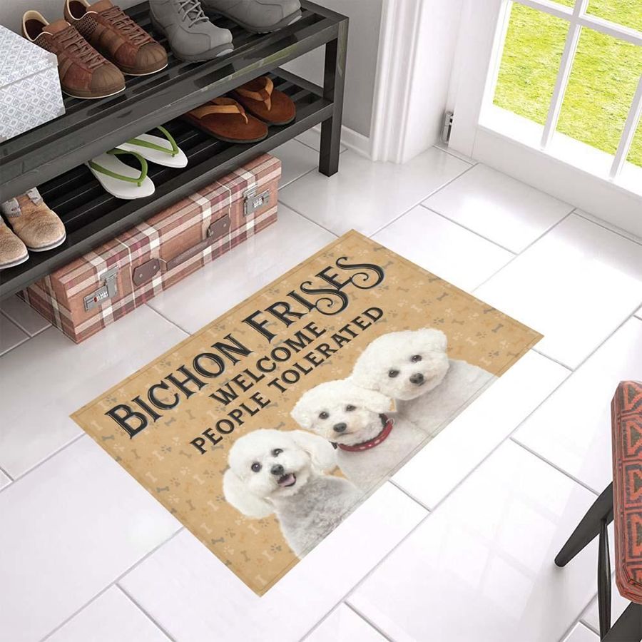 Bichon Frise Welcomes Doormat