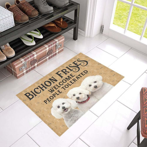 Bichon Frise Welcomes Doormat