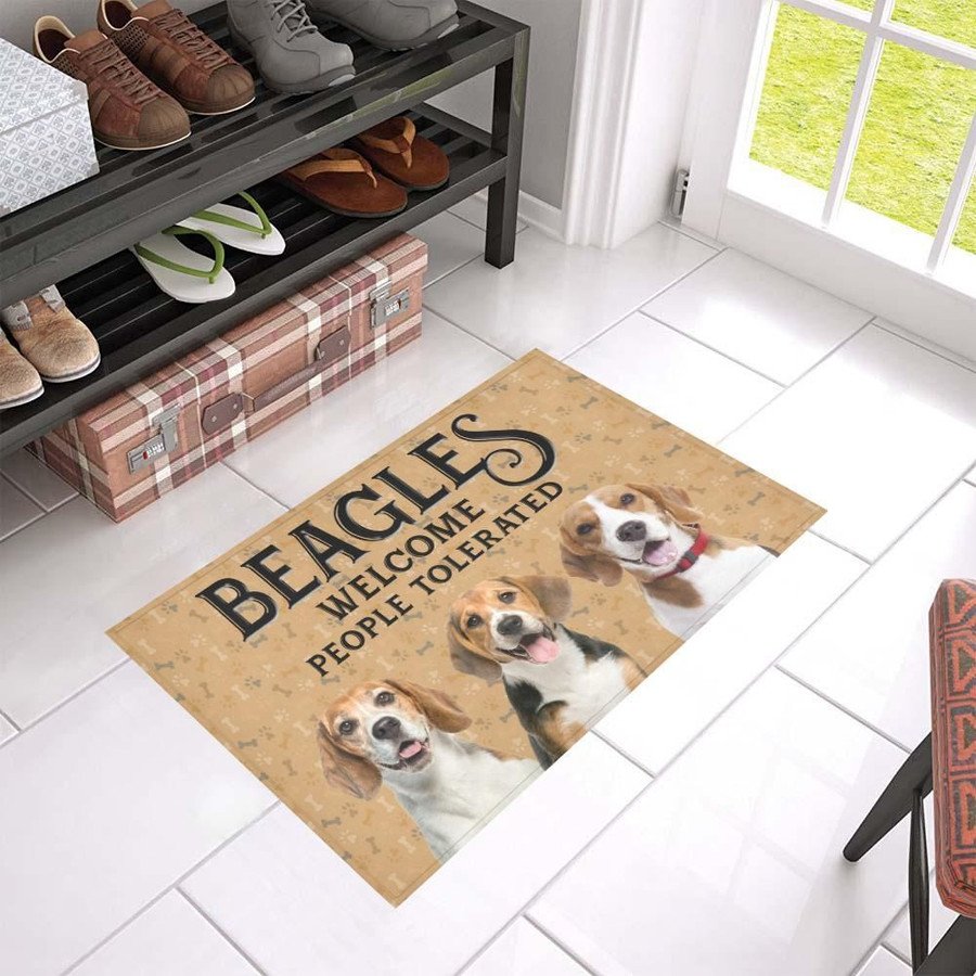 Beagle Welcomes Doormat