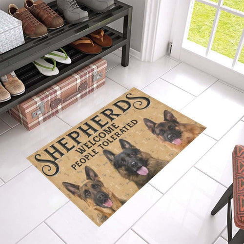 German Shepherd Welcomes Doormat