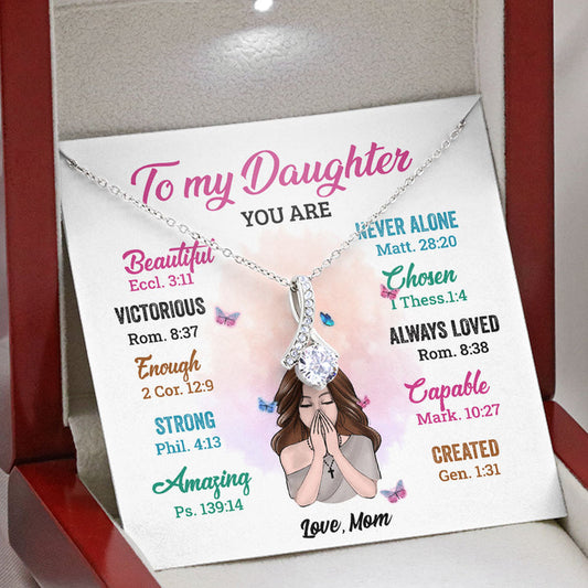 Personalized Necklace God You Are Beautiful, Victorious, Strong... Personalized Love Knot Alluring Necklace 336G - TGV