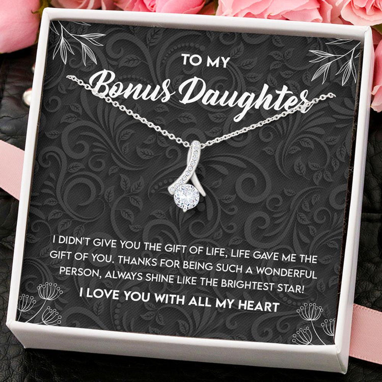 To My Bonus Daughter - Daughter Necklace Gift - Life gave me the gift of you Alluring Beauty Necklace, Turtle Necklace, Sunflower Necklace 355B - TGV