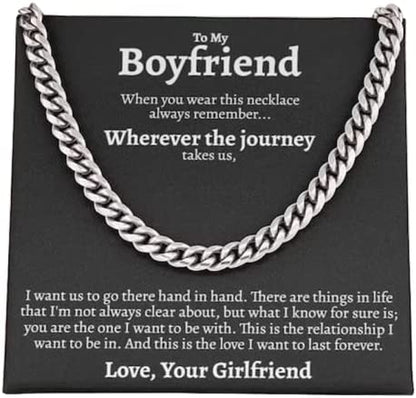 To My Boyfriend Love Girlfriend Cuban Link Chain Necklace, Gift For Boyfriend, Gift For Man, Necklace For Man - TGV