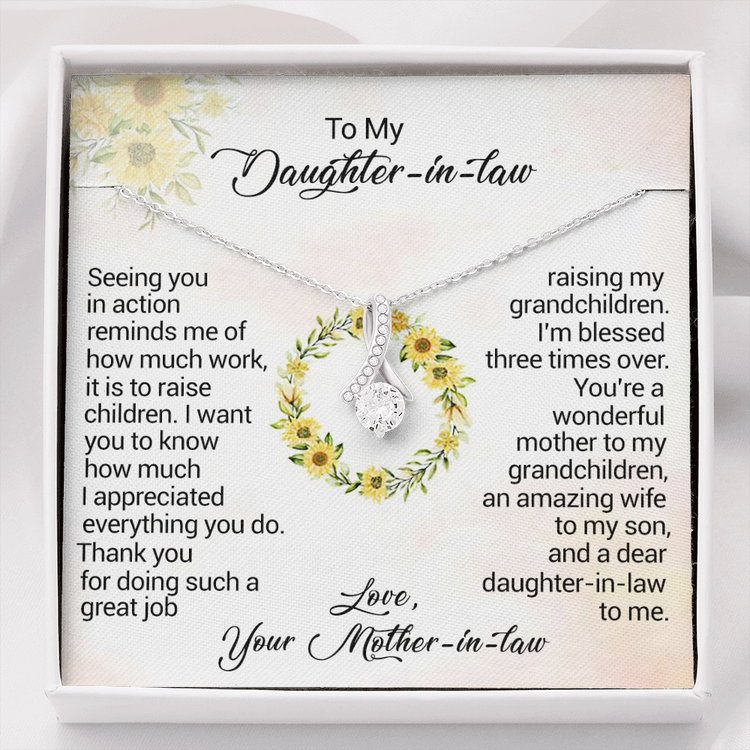 To My Daughter-In-Law - I am blessed three times over, Love Your Mother-In-Law, Birthday Gift, Alluring Beauty Necklace - TGV