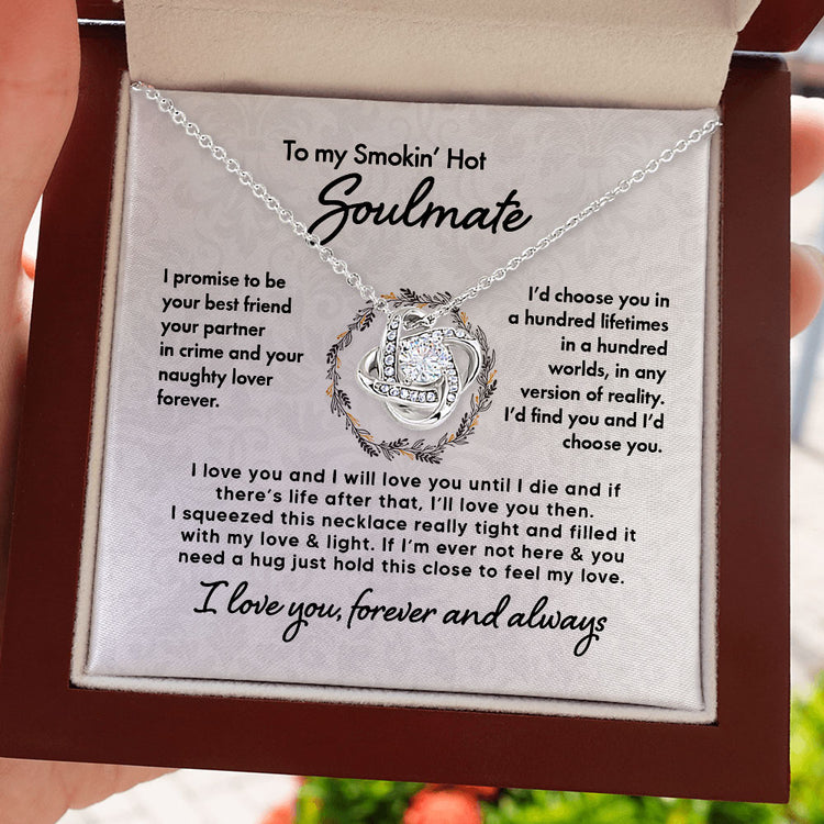 To My Girlfriend Soulmate Wife Necklace Gift - I promise to be your best friend, your partner in crime Love Knot Necklace, Alluring Beauty, Sunflower Necklace Gift from Husband 365B - TGV