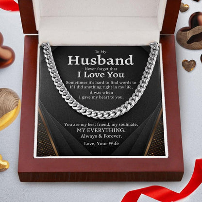 To My Husband Necklace - You Are My Best Friend, My Soulmate, My Everything Always & Forever Love, Your Wife - Cuban Link Chain Necklace 026F - TGV