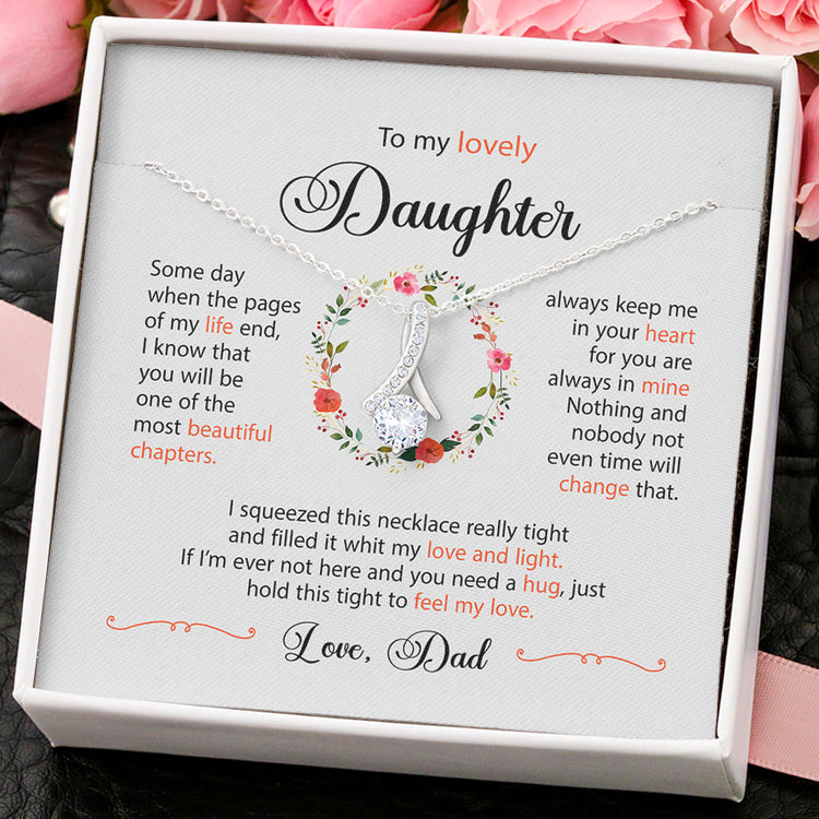 To My Lovely Daughter Granddaughter Necklace Gift - You will be one of the most beautiful chapters Love Knot Necklace, Alluring Beauty Necklace, Turtle Necklace, Sunflower Necklace 355A - TGV