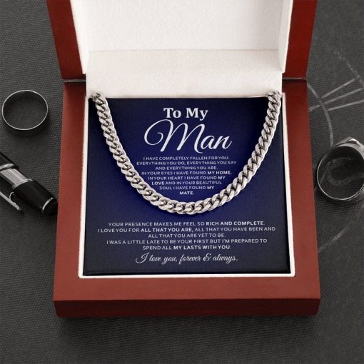 To My Man Necklace - Your Presence Makes Me Feel So Rich and Complete cuban Link Chain Necklace 019G - TGV
