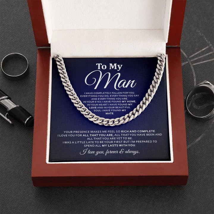 To My Man Necklace - Your Presence Makes Me Feel So Rich and Complete cuban Link Chain Necklace 019G - TGV