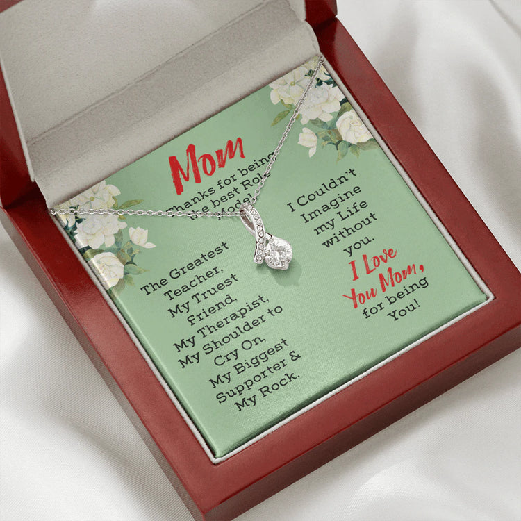To My Mom Necklace Gift - The Greatest Teacher, My Truest Friend, My Therapist, My Shoulder to cry on, My supporter & my rock Alluring Beauty Necklace 104H - TGV