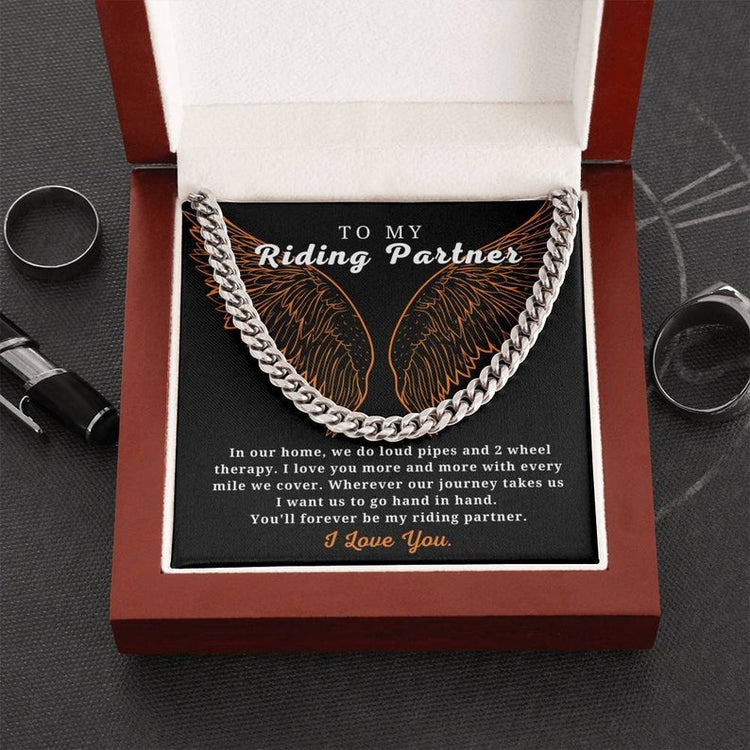 To My Riding Partner Necklace - I love you more and more with every mile we cover - Cuban Link Chain Necklace 331X - TGV