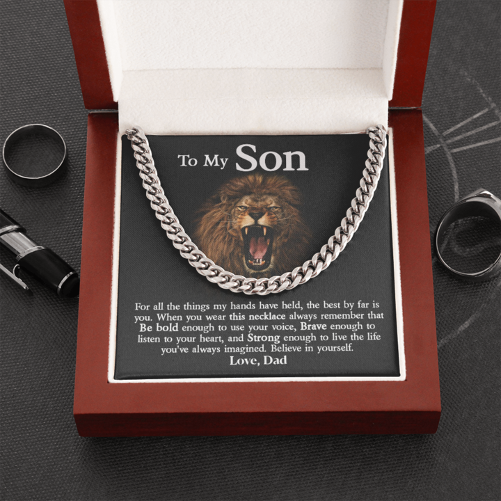To My Son - Brave Enough To Listen To Your Heart - Cuban Link Chain Necklace - TGV