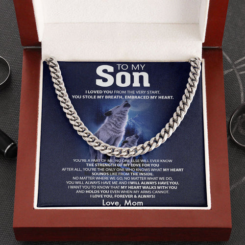 To My Son Necklace Gift From Mom Dad - You're a part of me No one else will ever know the strength of my love for you Cuban Link Chain Necklace 070B - TGV
