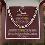 To My Son Necklace Gift From Mom You either Win or Learn, Just go forth and aim for the skies - Love, Mom Cuban Link Chain Necklace 006E - TGV