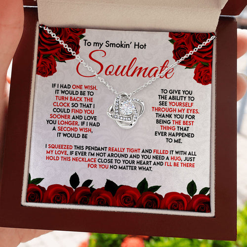 To My Wife Girlfriend Soulmate Necklace - I Wish Turn Back The Clock - Find You Sooner and Love You Longer - Love Knot Necklace Alluring Beauty Necklace - Cross Dancing Necklace 029G - TGV