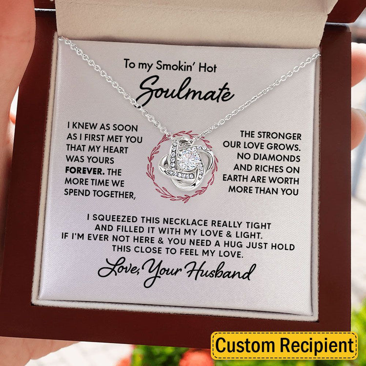 To My Wife Soulmate Girlfriend Necklace Gift - I knew as soon as I first met you that my heart was yours forever Love Knot Necklace, Alluring Beauty, Sunflower Necklace Gift 003A - TGV