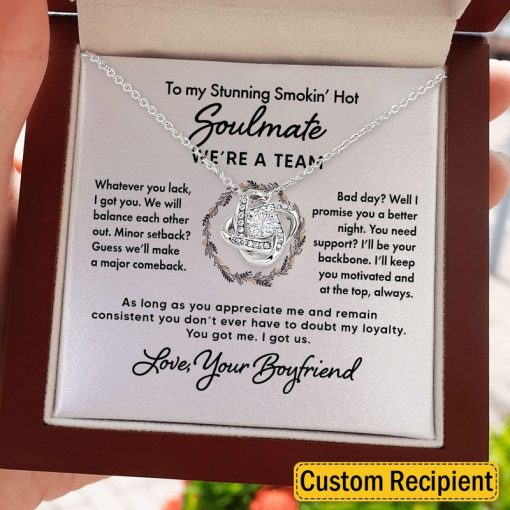 To My Wife Soulmate Girlfriend Necklace Gift - You got me and I got us - Custom Love Knot Necklace, Alluring Beauty, Sunflower Necklace Gift 003E - TGV