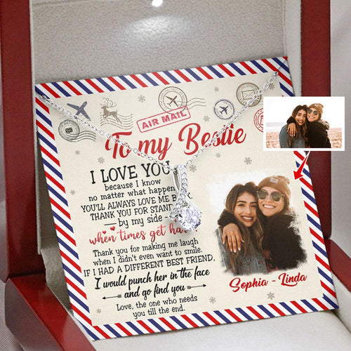 Upload Photo Necklace for Bestie, Thank you for Standing By My Side When Times Get Hard Personalized Love Knot Necklace Alluring Necklace 337A - TGV