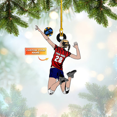 Ornament - Personalized Volleyball Custom Name Number Shaped Flat Ornament Christmas