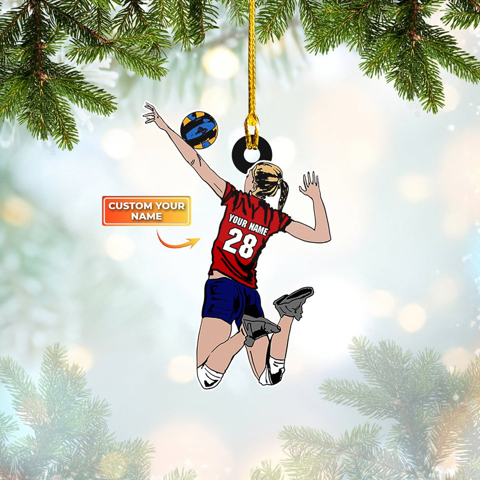 Ornament - Personalized Volleyball Custom Name Number Shaped Flat Ornament Christmas