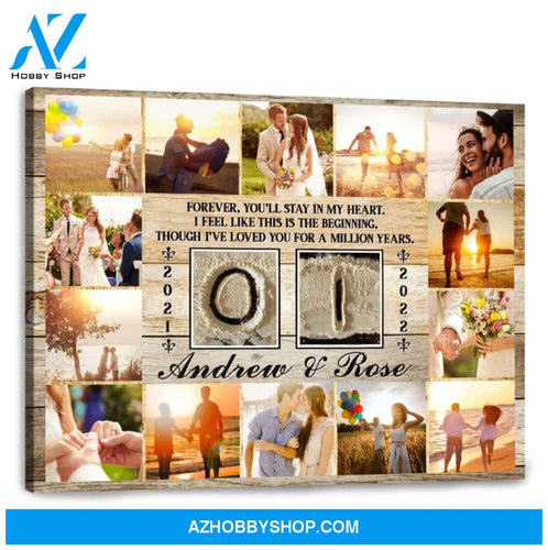 1 Year Wedding Anniversary Gift Personalized Love Canvas