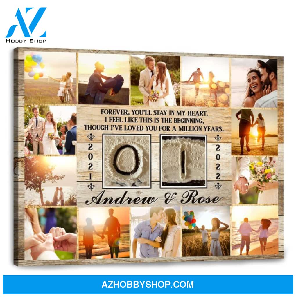 1 Year Wedding Anniversary Gift Personalized Love Canvas