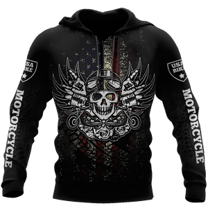 Skull Gifts Awesome Skull Motorbike Combo US Unisex Size Hoodie