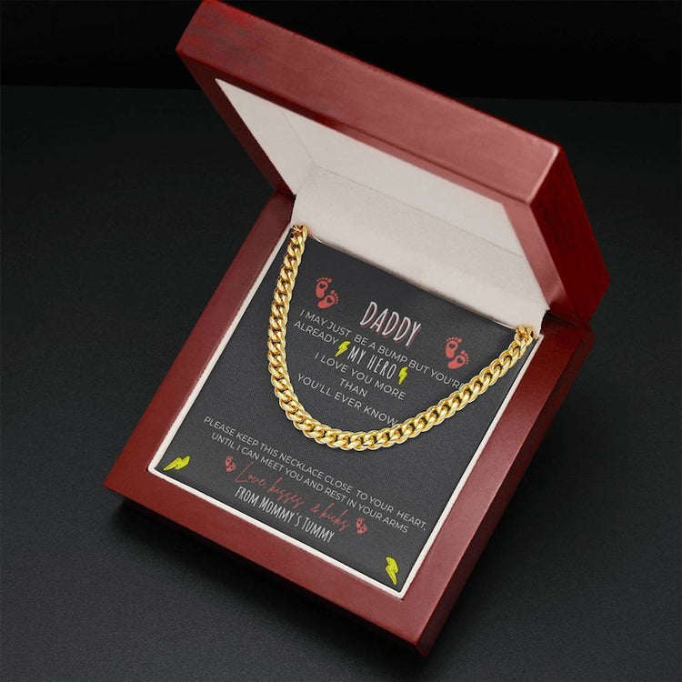 Daddy Necklace - My Hero I Love You More Than You'll Ever Know, First Time Dad Gift, New Dad Gift, Cuban Link Chain Necklace - TGV
