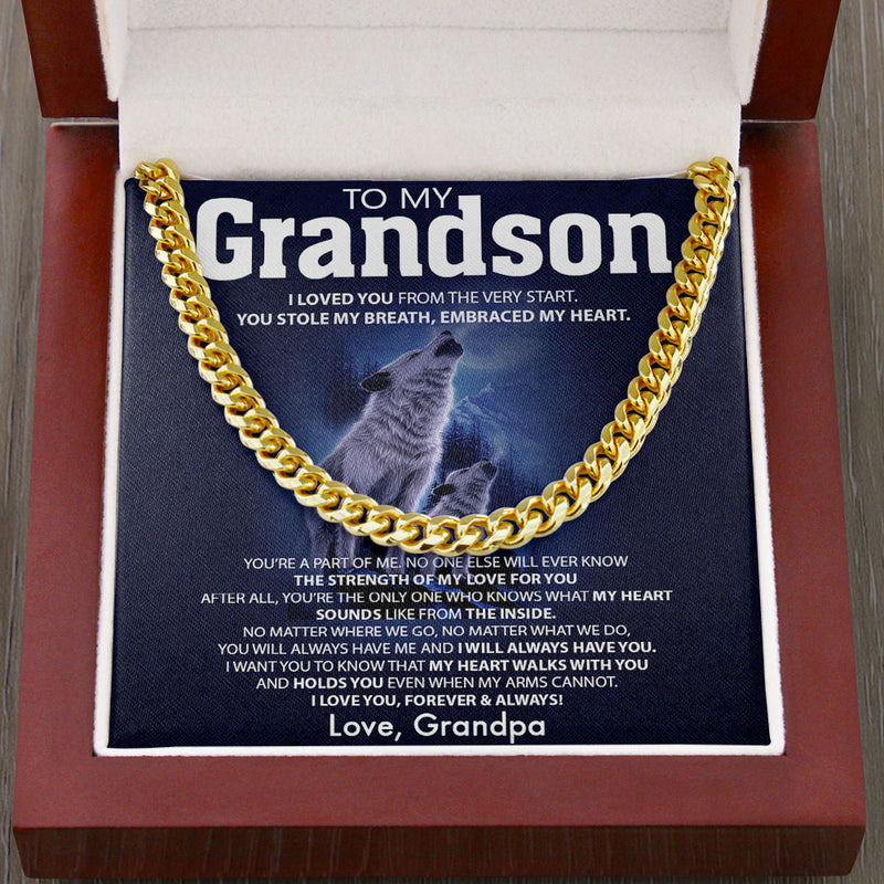 To My Son Necklace Gift From Mom Dad - You're a part of me No one else will ever know the strength of my love for you Cuban Link Chain Necklace 070B - TGV