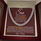 To My Son Necklace Gift From Mom You either Win or Learn, Just go forth and aim for the skies - Love, Mom Cuban Link Chain Necklace 006E - TGV