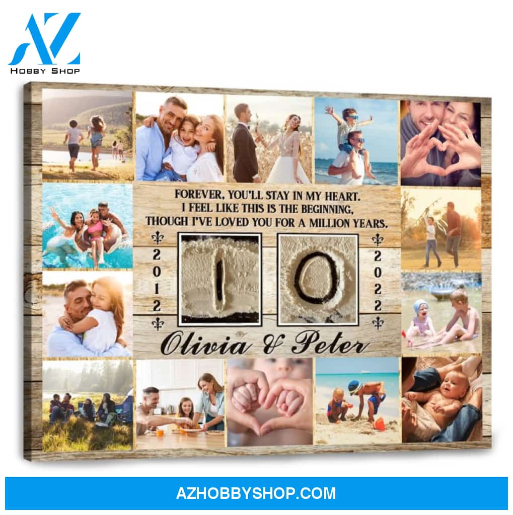 10 Year Wedding Anniversary Gift Personalized Love Canvas