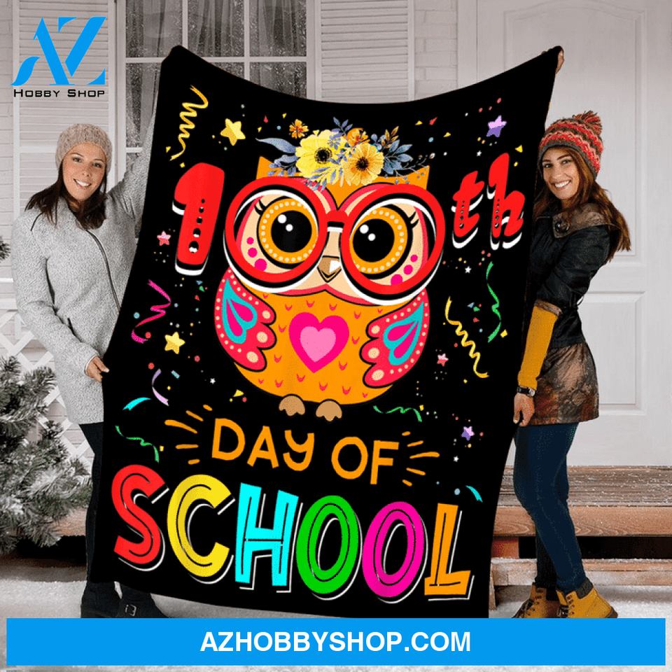 100Th Day Of School Owl Fleece Blanket