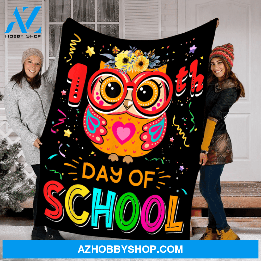100Th Day Of School Owl Fleece Blanket