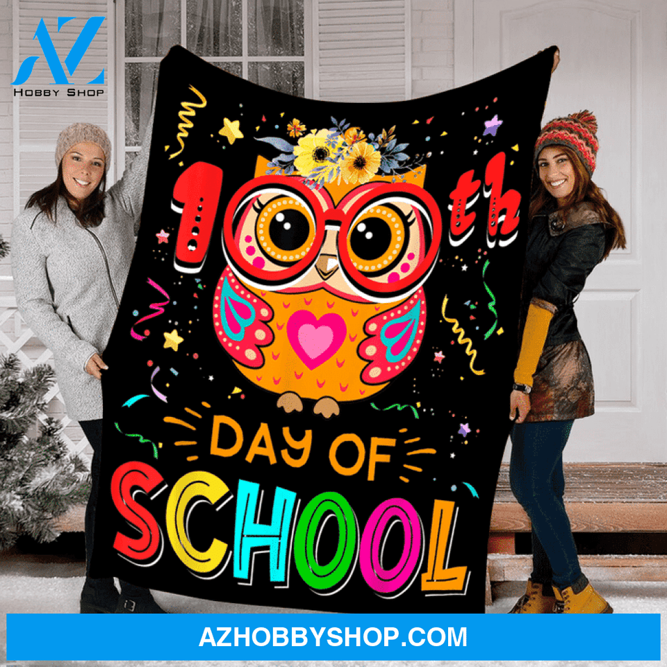 100Th Day Of School Owl Fleece Blanket