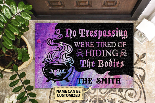 Custom Name Witch No Trespassing Halloween Doormat | Best Outdoor Halloween Decoration