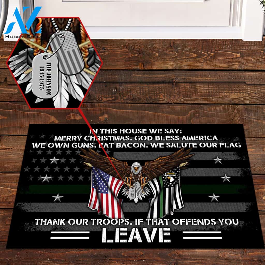 101st Airborne Division Military Veteran Eagle American Doormat, Custom Doormat All Over Printed