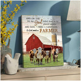 So God made a farmer Hereford Cows Red Barn Farm Canvas Wall Art Decor